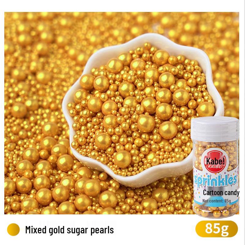 Quick Cake Decor: Gold Sugar Pearls & Lustre Dust with Birthday Theme Insert Cards