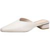 Flat-bottomed Bag Head, Half Slippers, Women's Summer Wear Thick Heels, Soft Leather One-word Drag, Women's Pointed Mueller Shoes, Square Head,
