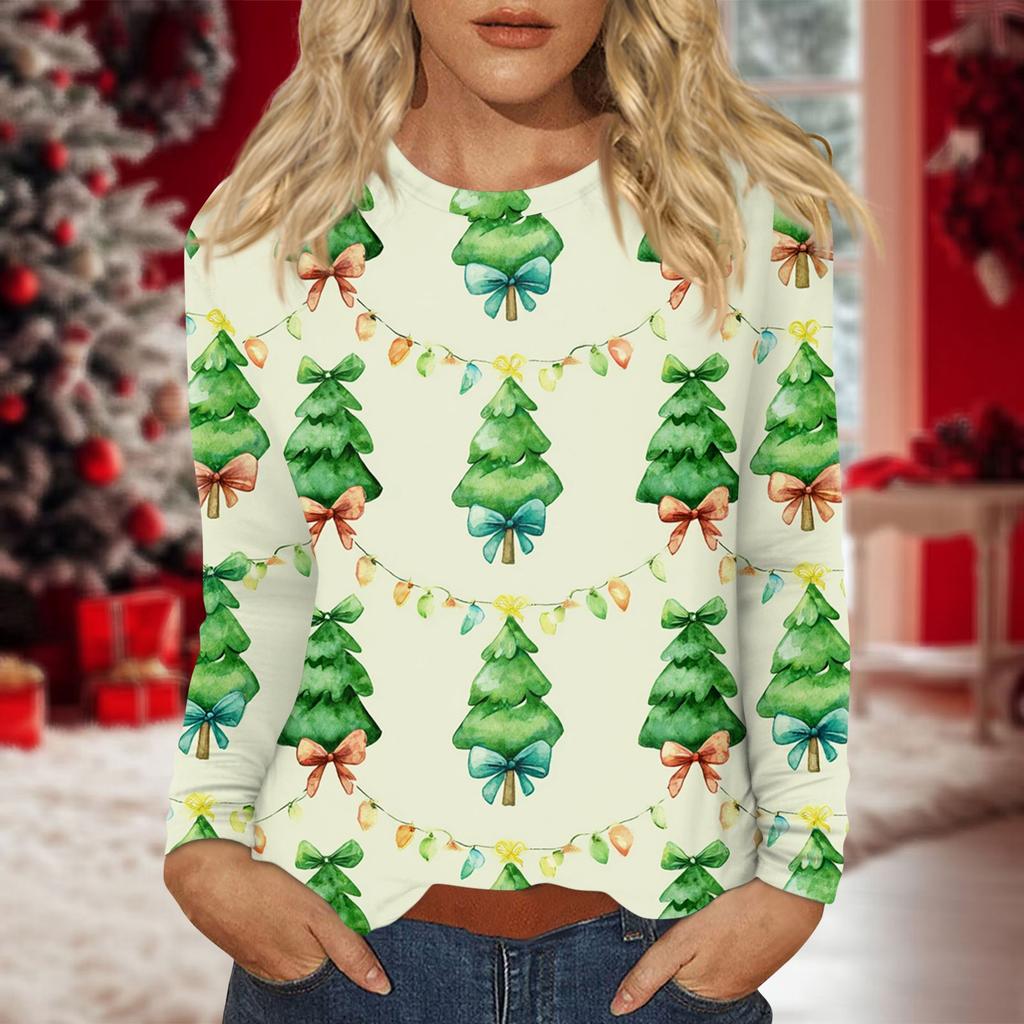 Women's Daily Casual Long-sleeved Printed O-neck Top