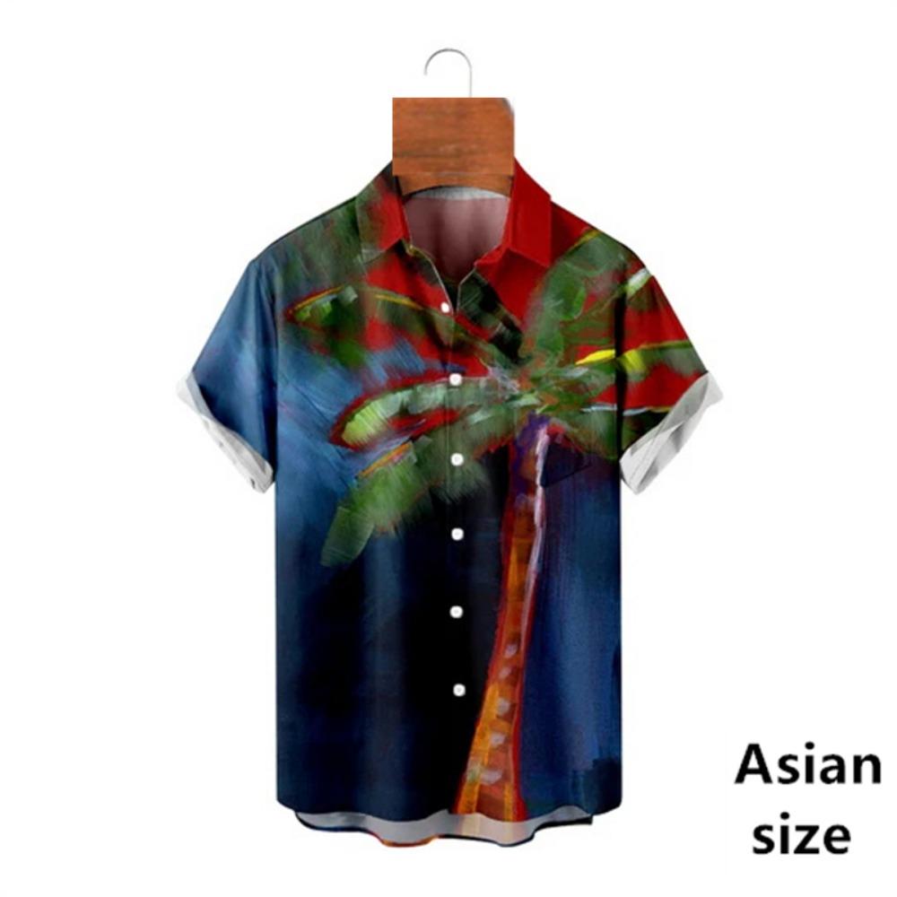 Men's Shirt with Tropical Hawaiian Beach Style 3D Printed Loose Casual Short Sleeved Shirt 2025 New Y2K Floral Top