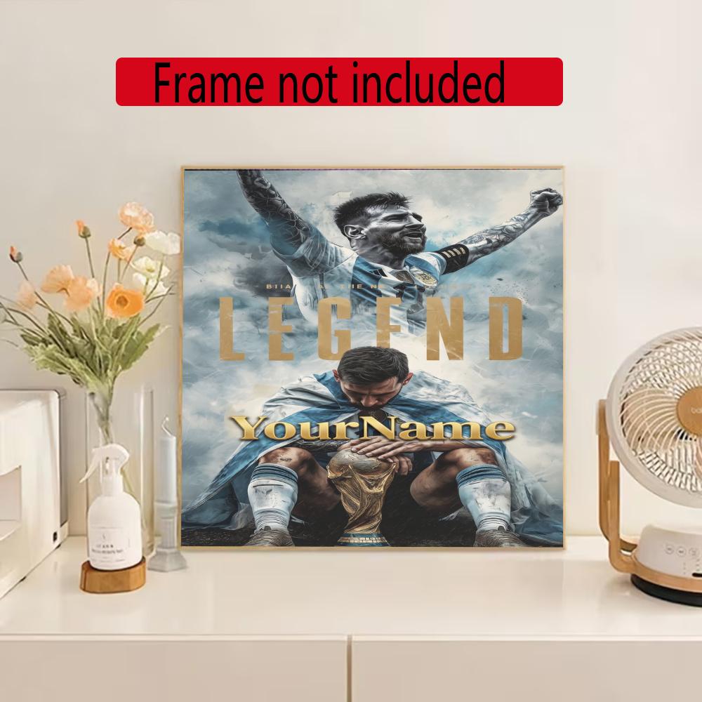 Messi Customize Your Name Diamond Painting Round Diamond Diy Frameless Holiday Artwork Suitable For Home Office Wall Decoration
