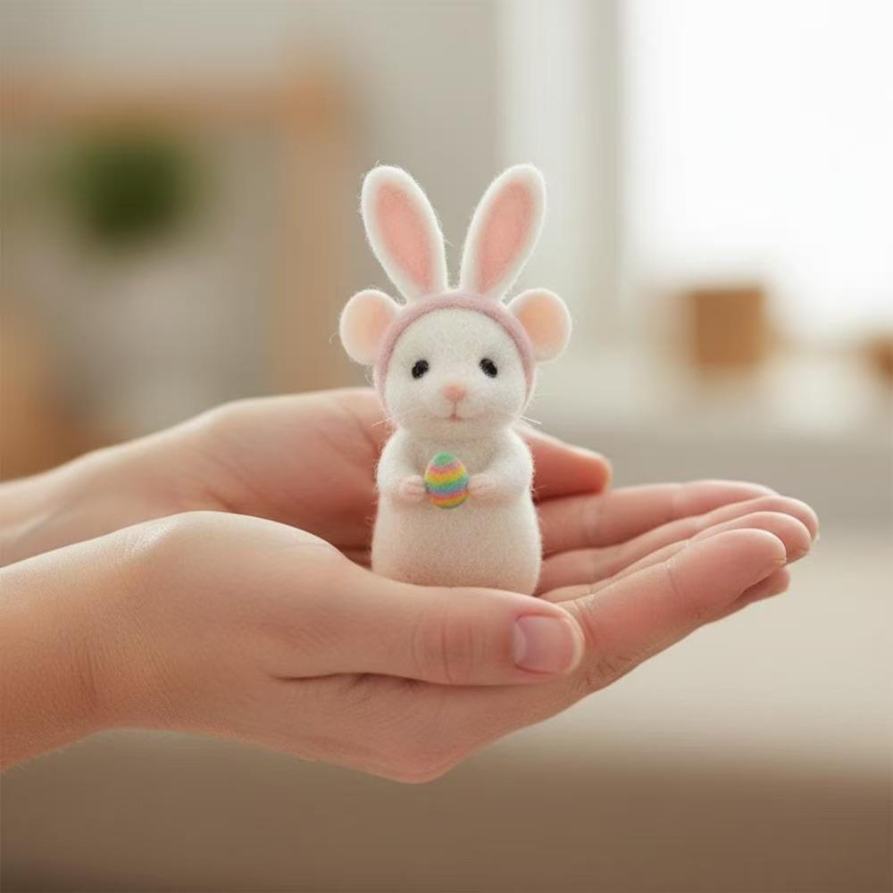 Craft Needle Felting Supply Needle Felted Mouse Handmade Figurine Gifts Felt Mice Ornaments Cute Mouse Mouse Collectible Easter