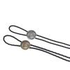 Mens Bolo Tie Necktie Faux Leather Braided Rope Necklace with Metal Round Flower Pendant Jewelry Cowboy Hat Accessories