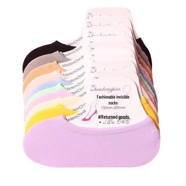 

Летние Ультратонкие Женские Конфетных Цветов Бархатные Невидимые Влагоотводящие Дышащие Силиконовые Одноразовые Носки