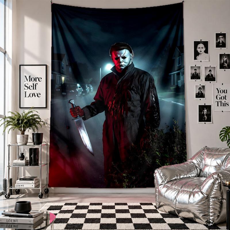 Wall TapestryHalloween Michael Myers Art Hanging Cloth Decorative Background Cover for Room Decoration