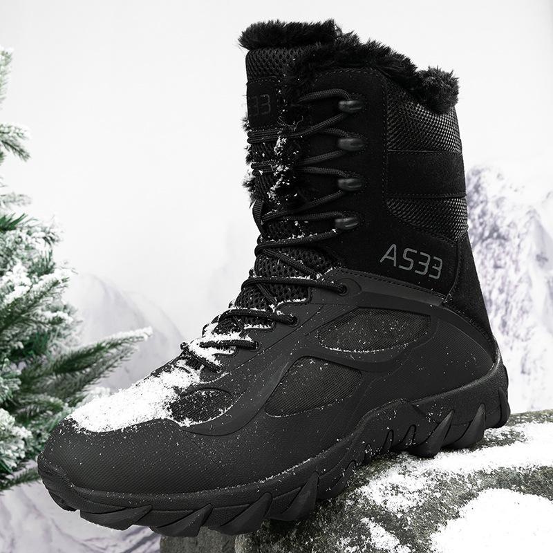 Herren Plus Size 48 Winter High-Top Kampfstiefel mit Samtfutter für Bergsteigen und Wüste