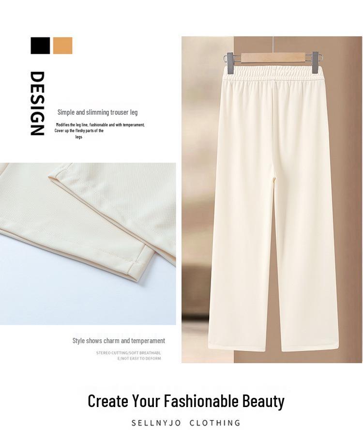 High-Waisted Tencel Pants for Middle-Aged and Elderly Women - Loose Fit, Slimming, Elastic Waistband, Casual Straight-Leg.
