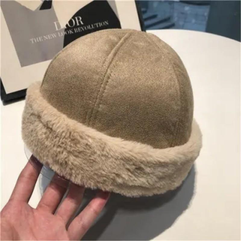 Women's Autumn and Winter Padded Warm Melon Skin Cap Solid Color Retro Leisure Cap