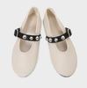 Fashion Ballet Flats for Ladies 2025 Spring Rivet Design Buckle Strap Soft Leather Women Footwear Light Comfortable Leisure Female Shoes