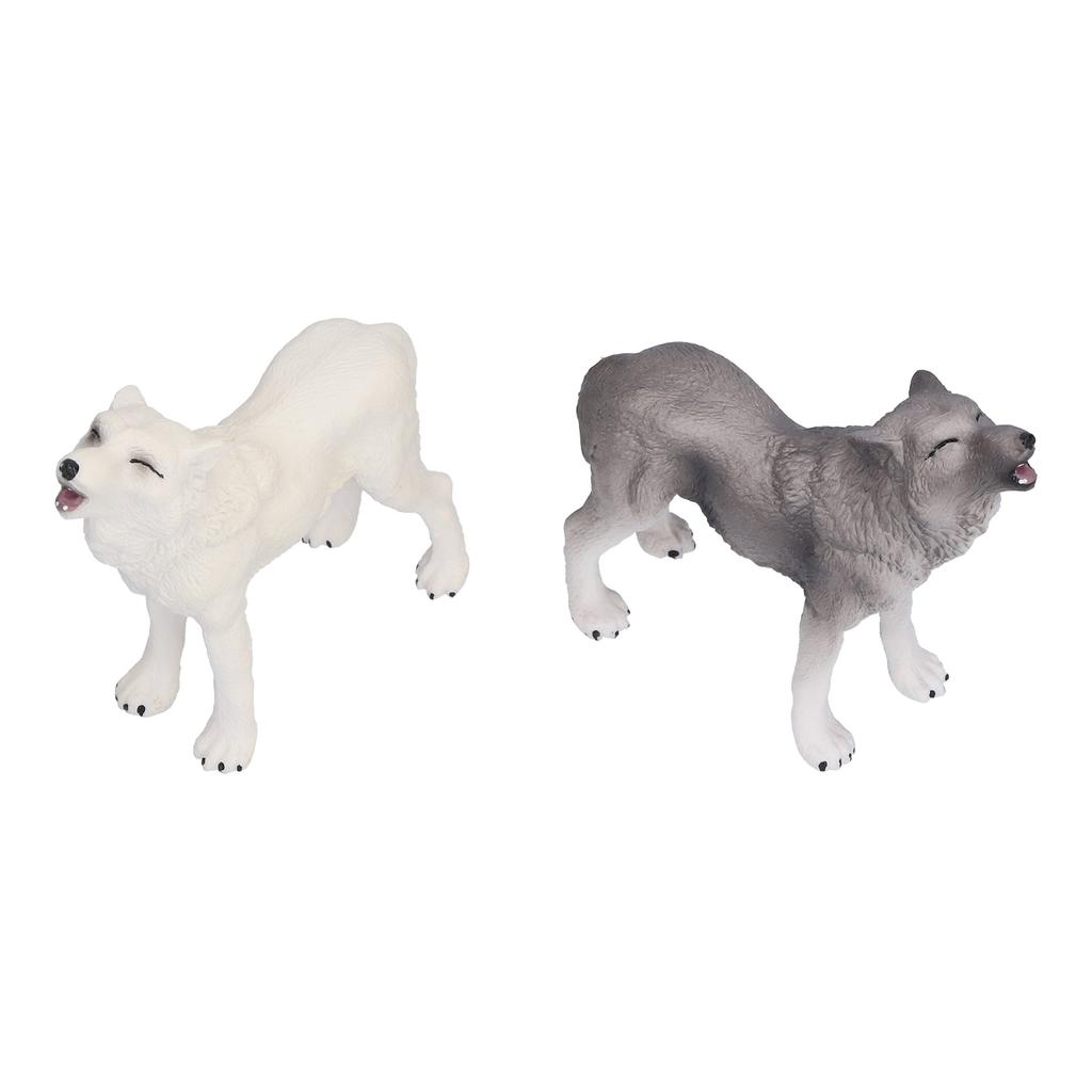 2pcs Howling Wolf Action Figure Figurines Toys Howling Wolf Animal Model Educational Presents for