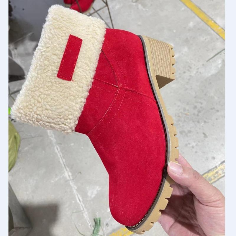Wish winter large size medium boots lamb wool two wear cotton shoes warm snow boots women