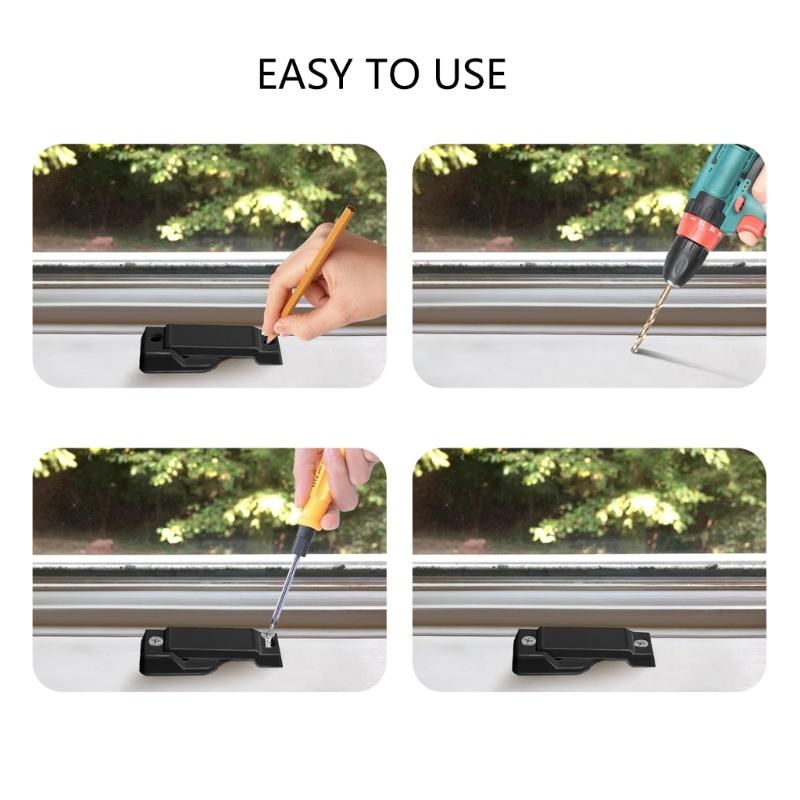 4 Peças Fechadura de Fita Multiuso Acessório de Reposição para Furos de Montagem de Janela Inclui Parafusos para Janela de Correr