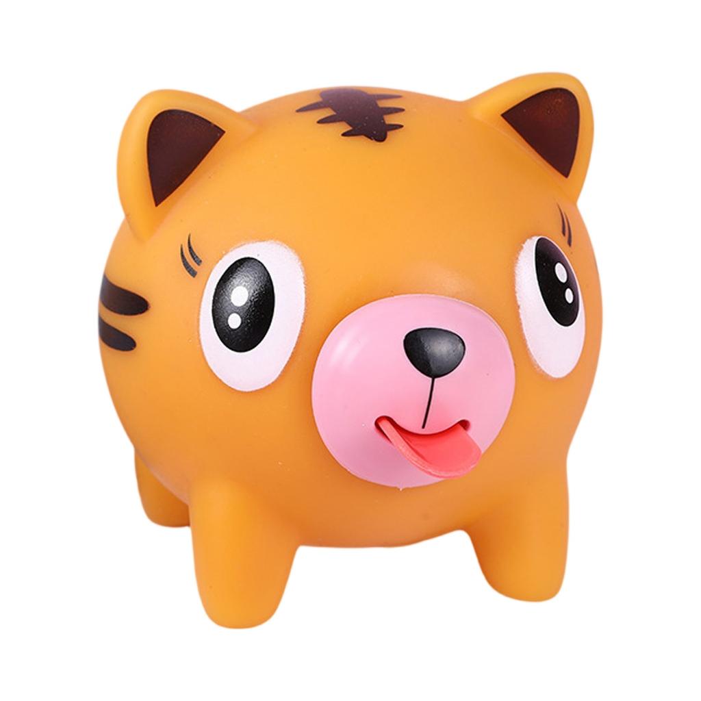 Multicolor Pig Tiger Sound Making Toys Animal Baby Toys Tongue Out Soothing Pressure Soft Cute Elastic Stretch Squeeze Toys