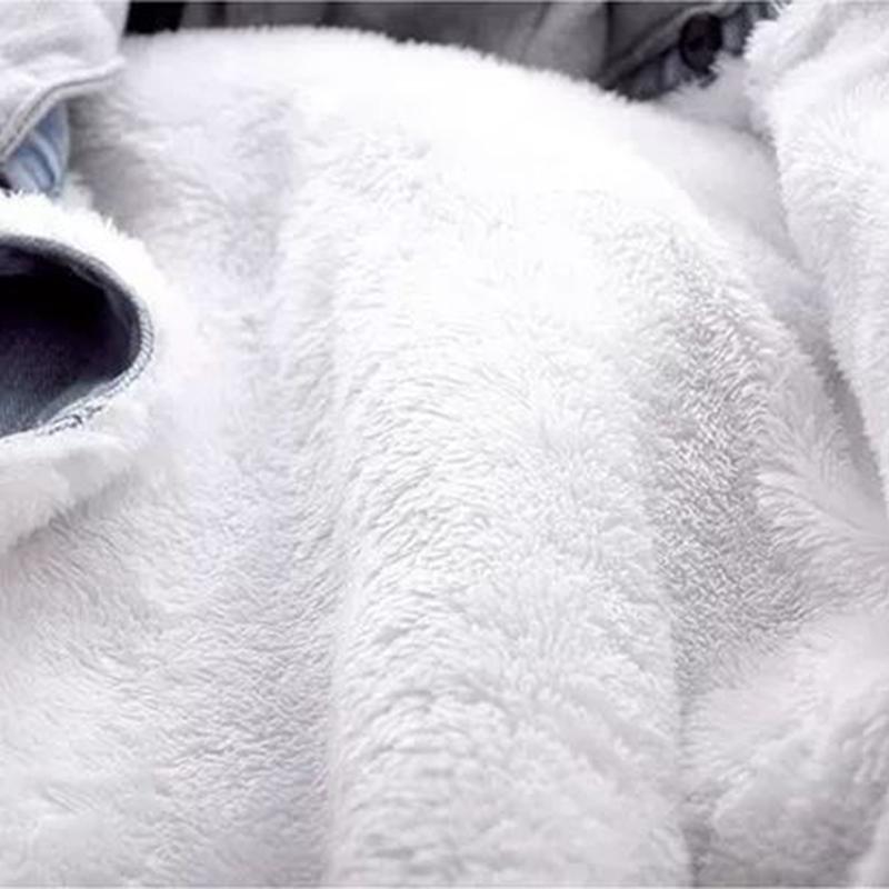 Hooded Denim Jacket Women's Loose Casual Cotton Clothes Plush Insulation Warm Detachable Top Autumn and Winter