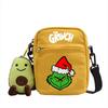 Grinch Christmas Canvas Mini Crossbody Bag With Zipper And Internal Storage For Daily Outings