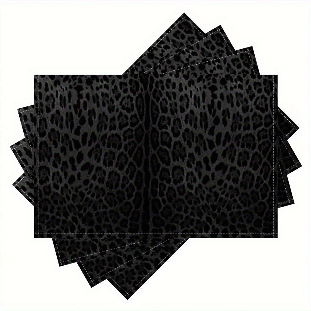 

4/6/8pcs Black Leopard Print Placemat Set Linen Animal Pattern Table Mats for Modern Dining 2D Flat 4PCS