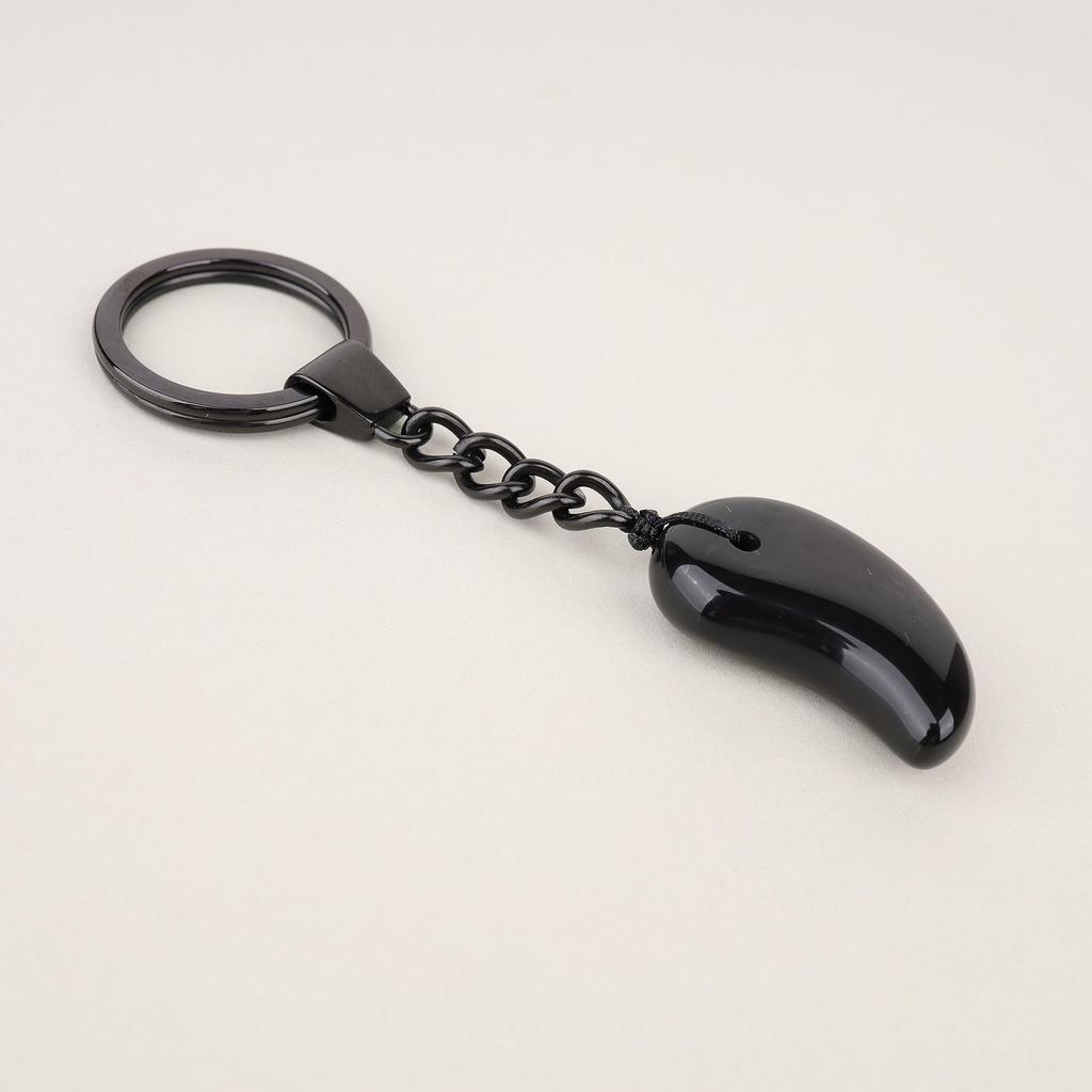 [Koai] Onyx Magatama, Japanese Sacred Treasure, Wish Fulfillment, Good Luck Charm, Power Stone, Keychain Chain
