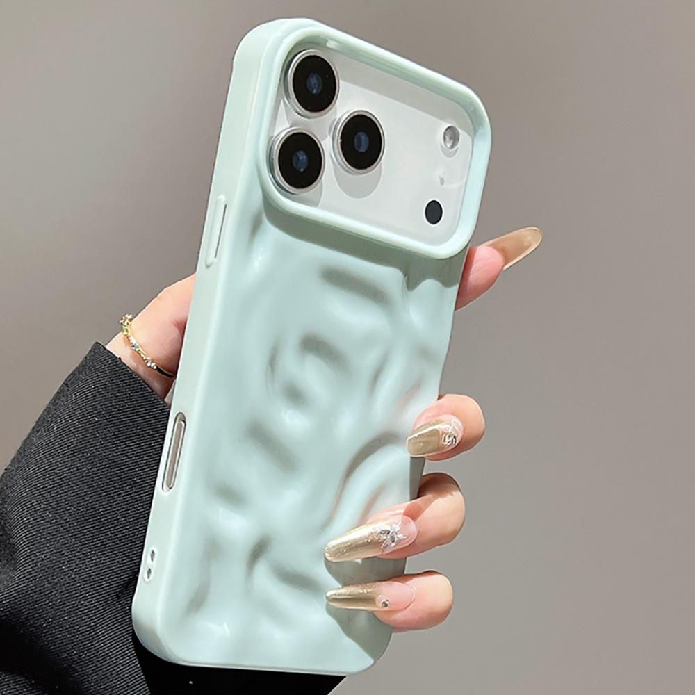 Fashion 3D Wrinkled Texture Phone Case For 17 16 15 14 13 12 11 Pro Max 16 Plus Air Silicone Shockproof Candy Back Cover