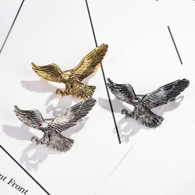 Vintage Style Eagle Brooch Pin with Detailed Feather Design and Open Wings Suitable for Jackets Shirts and Accessories