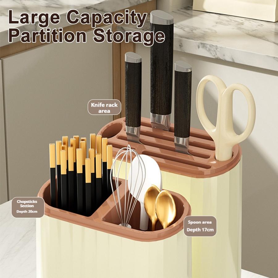 Knife Holder Multi-Function Utensil Stand Knife Block Spoon Fork Kitchen Organizer Flatware Drainer Cuttingboard Storage Holder