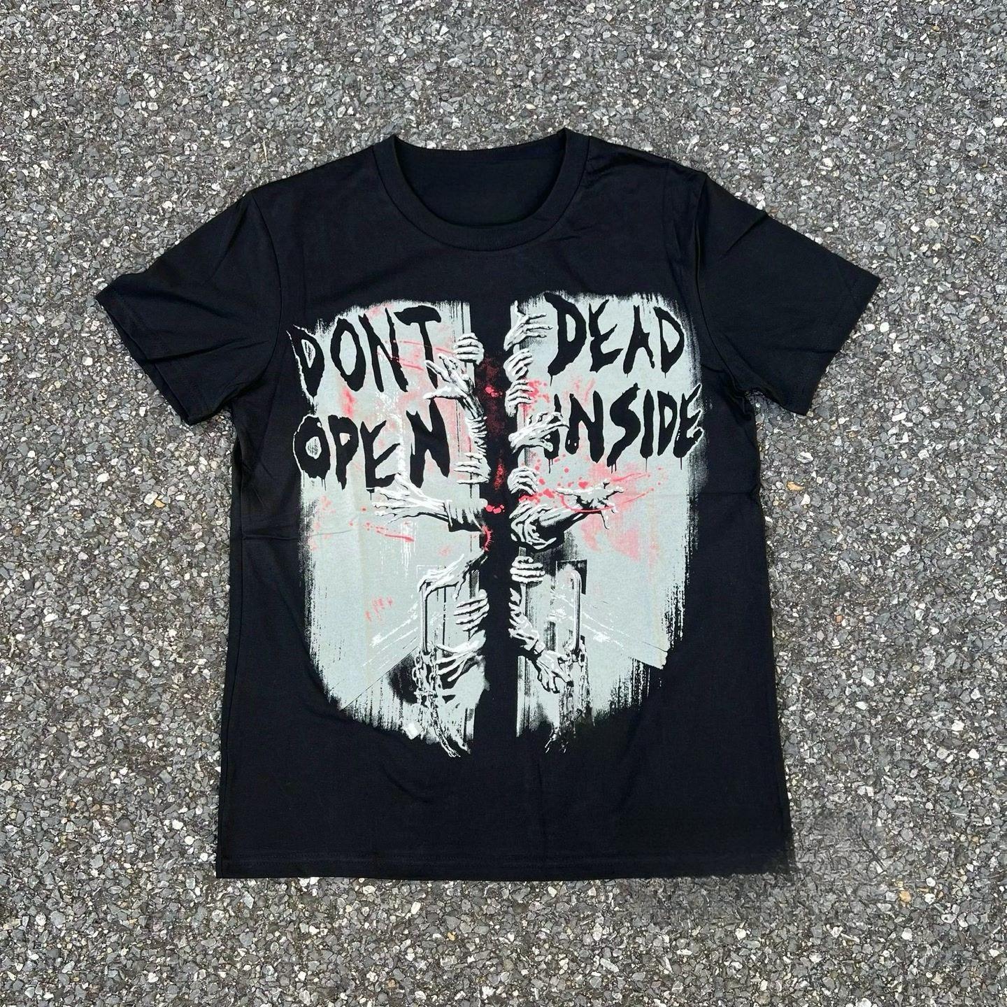 

2025 Autumn and Winter Heavy Horror Style Creative Printing T-shirt Men s and Women s Pure Cotton Casual Loose Versatile T-shirt S