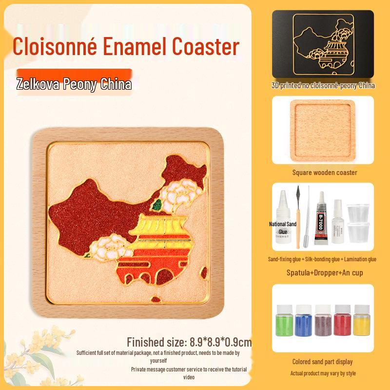 Cloisonné DIY Coaster Kit: Jingtailan No-Wire-Drawing, Chinese Style, Handmade Team Building Activity