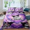 3D Printed Kuromi Cartoon Three-piece Bedding Set, Duvet Cover Set, Includes Pillowcases, No Filling.