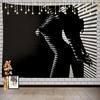 Woman Sexy Artistic Black and White Line Picnic Mat Hippie Trippy Tapestry Wall Art Meditation Decor for Bedroom Living Room