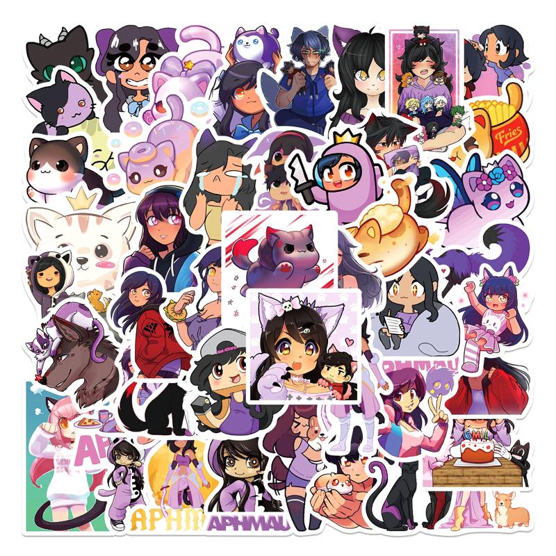 50pcs Cartoon Aphmau Graffiti Waterproof Sticker Notebook Decorative Sticker