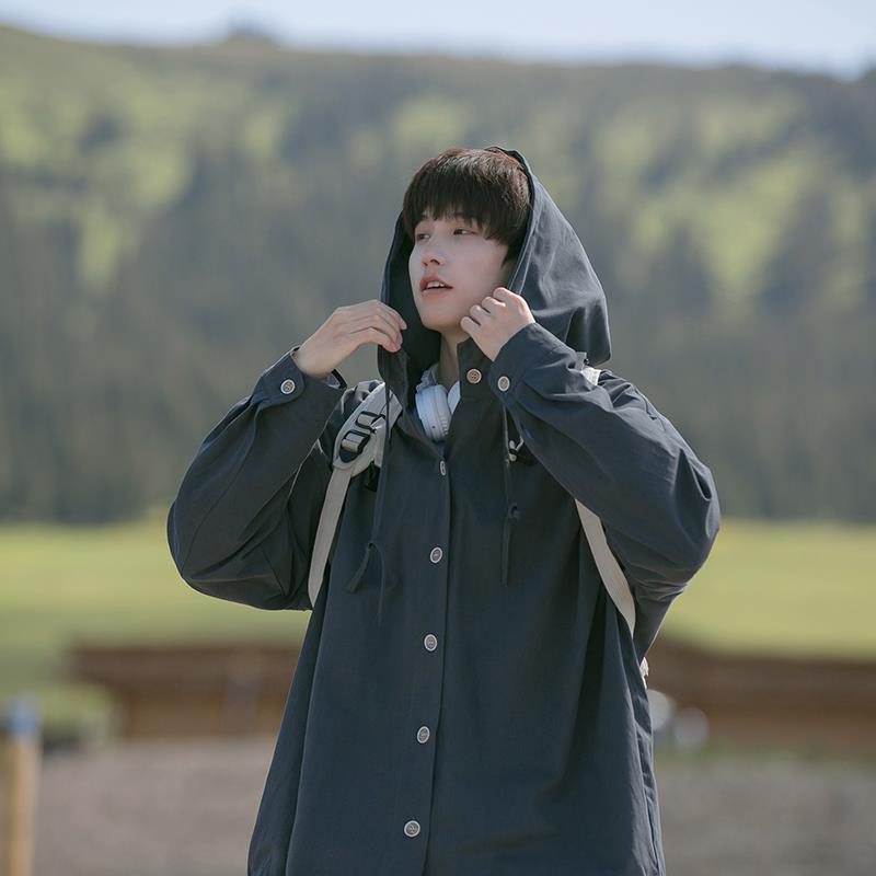 Fashion Hooded Jacket, Men's Long Sleeved Single Breasted Hiphop Coat