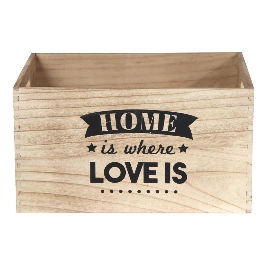 Les Trésors De Lily [Q3285] - Set de 3 cagettes gigognes bois 'Messages' beige noir (Home) - 40x31x22 cm