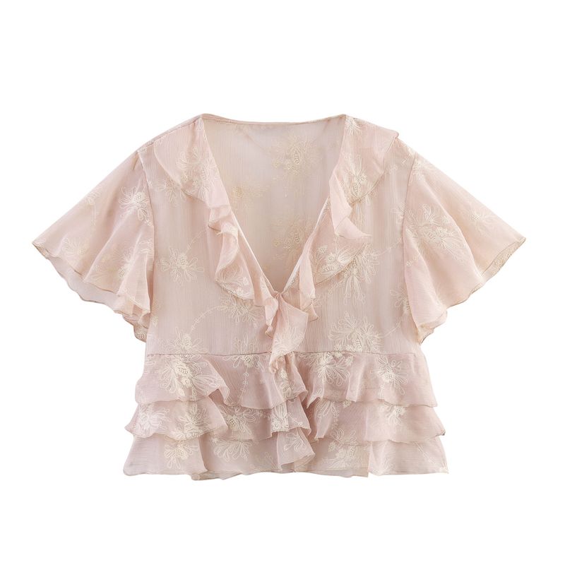 Kaslead New Arrival Women's Clothing Fashion Style Fashion Laminated Decoration Embroider Tops 3105872 942