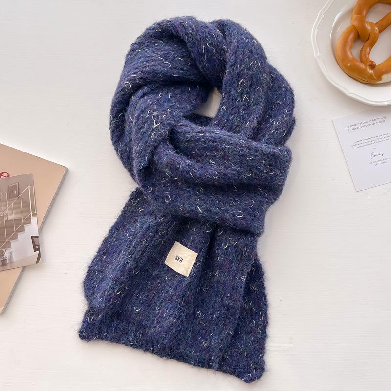 Wool Wool Scarf Women's Winter New High-end Sense Thickened Warm Knitted Scarf Couples Versatile