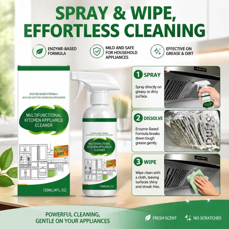 Multifunctional Kitchen Appliance Cleaner 120ml, All Purpose Degreaser, Electrolyzed Ion Kitchen Cleaner Spray for Oven, Stove Top, Stainless Steel