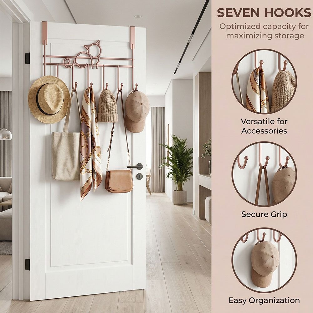 Space Saving Over Door Hooks Punch-Free Door Hanger Rack Hanging Storage Rack  Wall Hanger