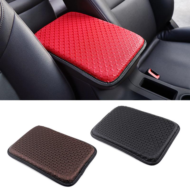 Universal PU Leather Car Armrest Pad Cover Center Console Woven Texture Cushion Sweat-proof Scratch-proof Auto Armrest