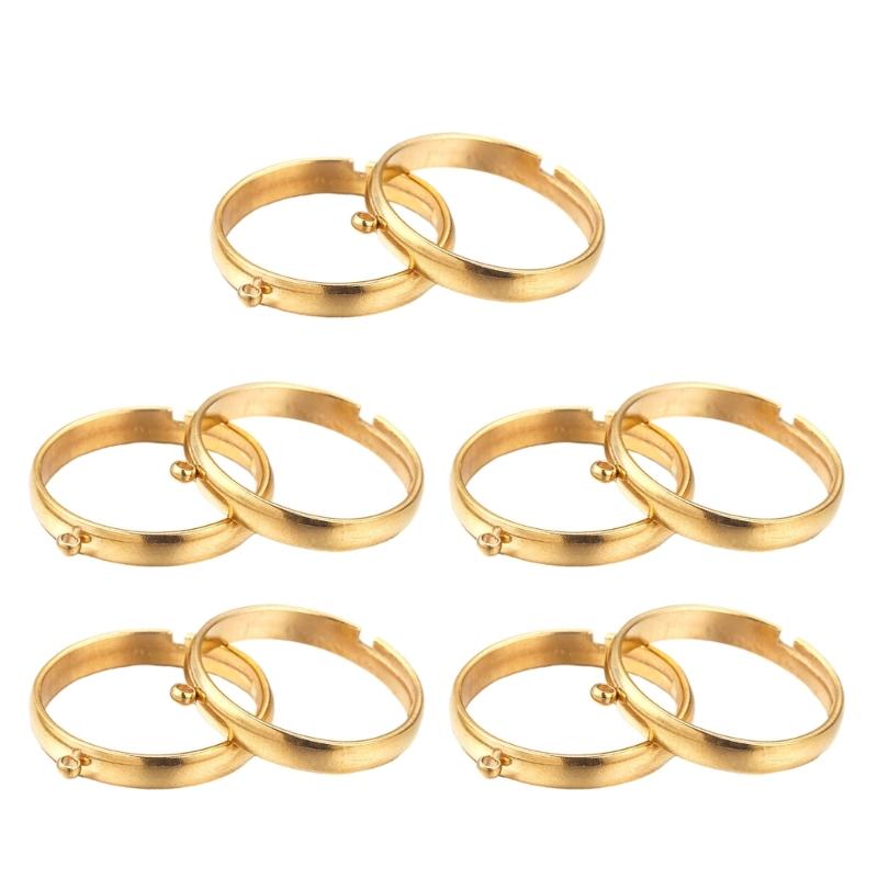 10 Stück Edelstahl Ringrohlinge Offen Verstellbare Fingerringe DIY Schmuckherstellung Rohlinge für Bastler Handgemachtes Geschenk