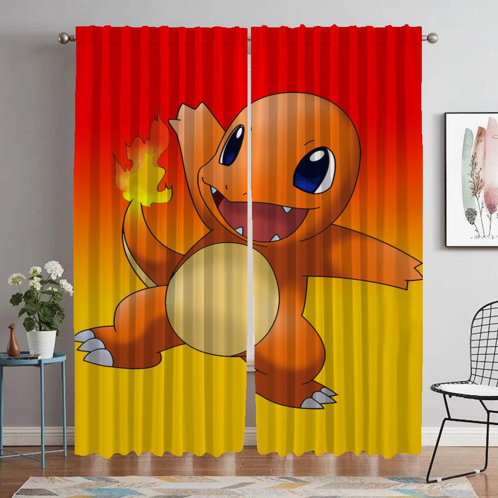 

Кухонные шторы Детская комната Покемон Оконная штора для комнаты 2 панели Тюль для спальни Жалюзи Домашний интерьер Шторы Перегородка W50xH70cmx2pcs-CL