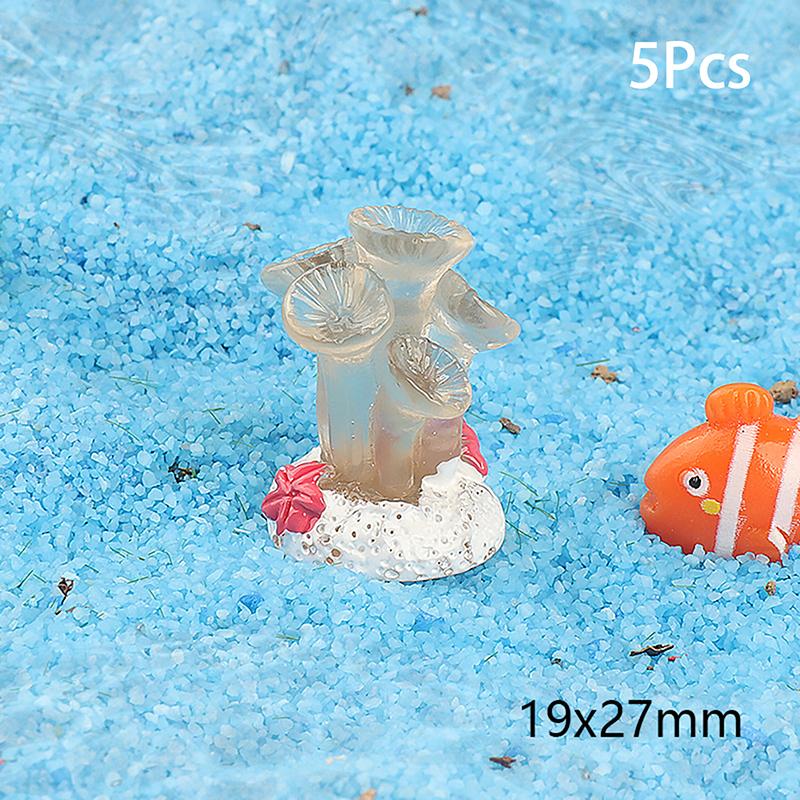

5 шт. симпатичная смоляная светящаяся коралловая миниатюрная фигурка, украшение, имитация подводного кораллового аквариума, украшения для аквариума, подарки