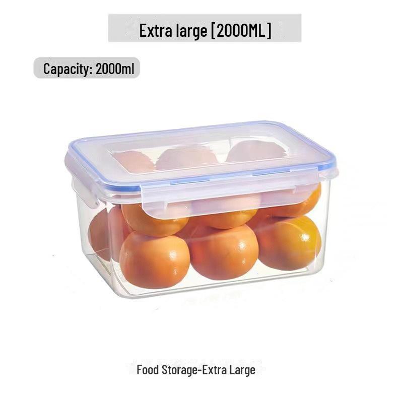 Transparent Rectangular Plastic Food Storage Box with Sealable Lid for Refrigerators and Kitchens