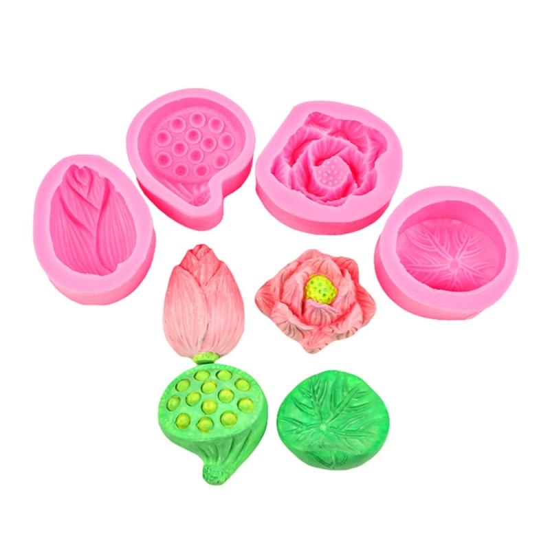

Intricate Lotuses Silicone Mold For Baking Cake Soap Candle Crafting Durable Kitchen Tool Easy Releases Design розовый