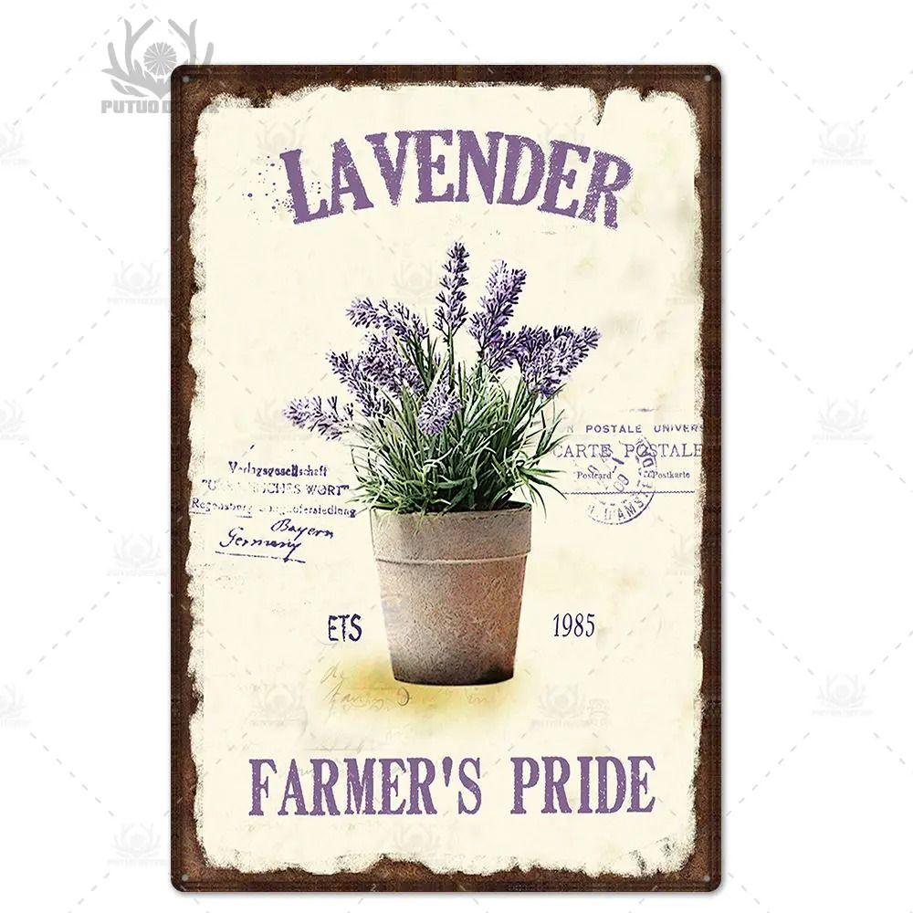 Plechový znak ve stylu Provence, Francouzské venkovské kovové nástěnné umění 20x30cm