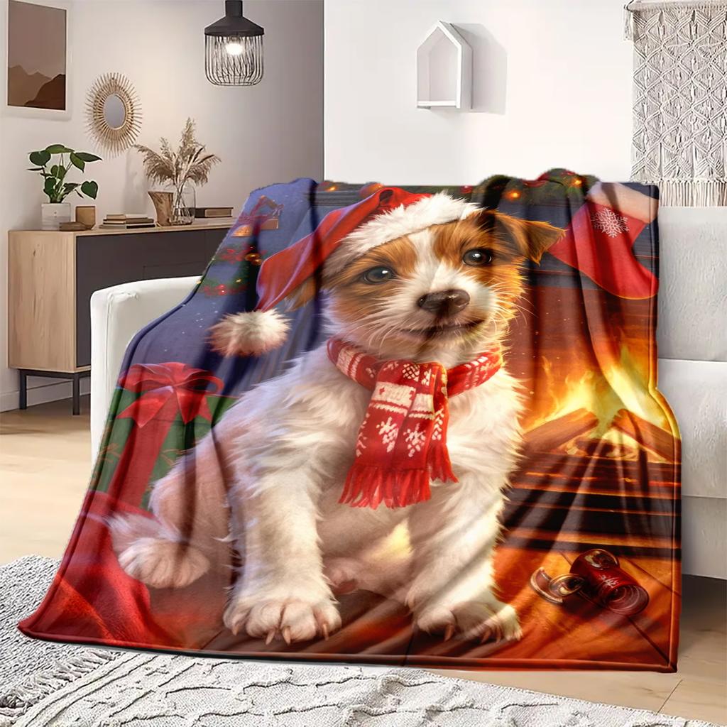 1 ks Flanelová deka s kresleným potiskem, Vysoce kvalitní, Pohodlná pro všechna roční období, Domácí dekorace, Teplo a pohodlí, Perfektní jako vánoční dárek k narozeninám