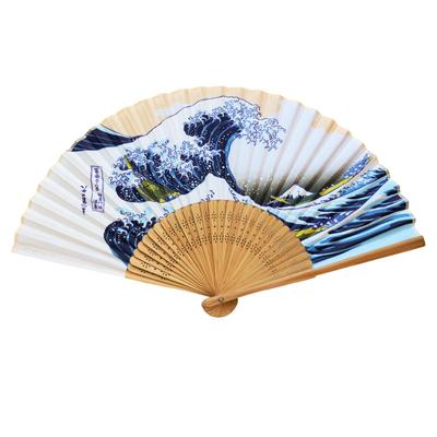 Składany wachlarz dla mężczyzn i stylowy japoński Hokusai Wielka fala w pobliżu [Osaka Choseido] Kobiety, Pamiątka, Poliester, (Katsushika Ukiyo-e