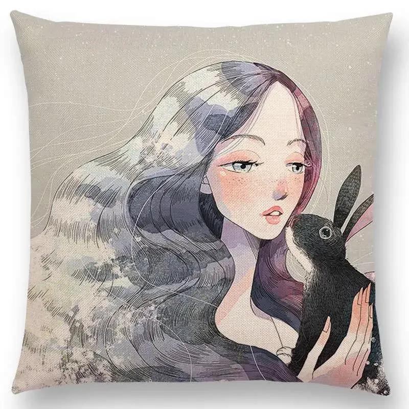 Neuankömmling Bunte Träume Schwarze Katze Niedliche Mädchen Magische Sonne Mond Warm Stern Kissenbezug Autoabdeckungen Sofa Wurfkissenbezug