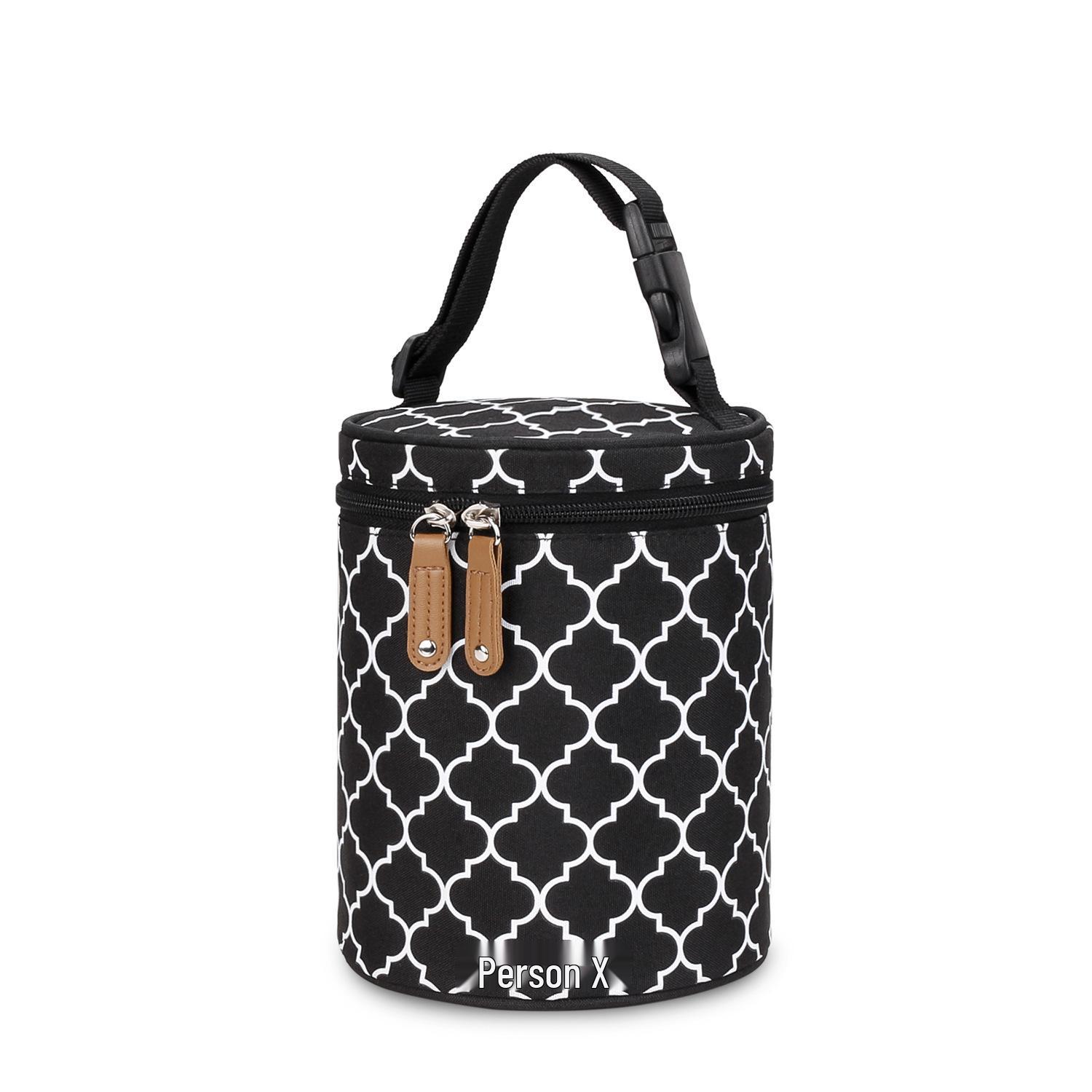 Round Barrel Milk Bottle Tote: Stroller-Hanging, Insulated Breast Pump and Lunch Bag for Moms.