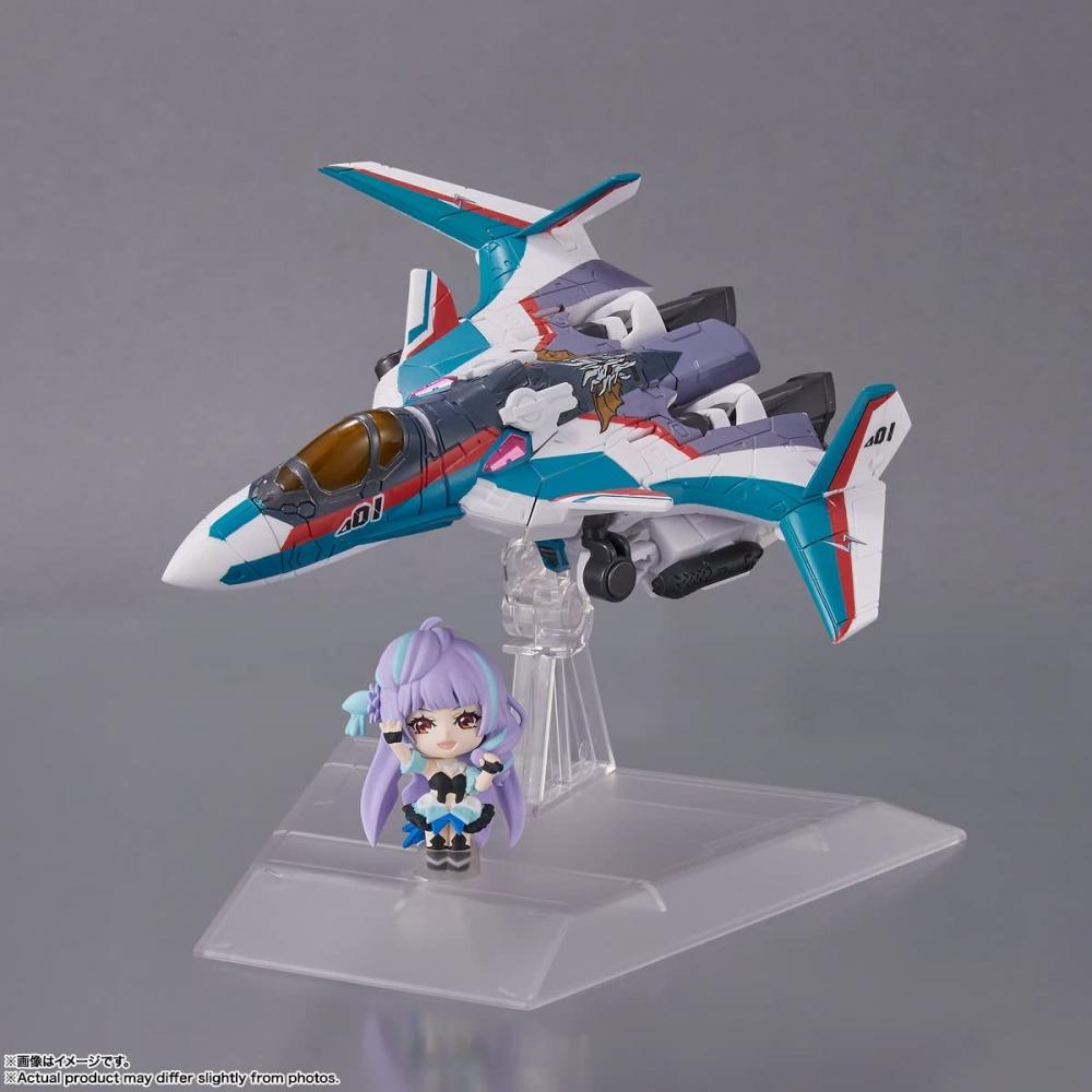 TINY SESSION Macross Delta VF-31S Siegfried (Mașina lui Arad Melders) cu Mikumo Guinnemer aprox.. Figurină mobilă vopsită PVC și ABS de 100 mm