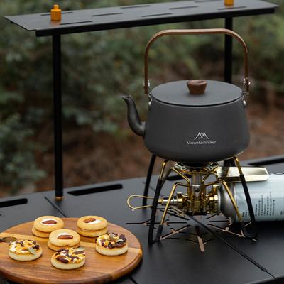 1.1L Teapot Coffee Pot with Wood Handle Ultralight Outdoor Kettle Portable Lightweight Pot Tourist Cookware Supplies