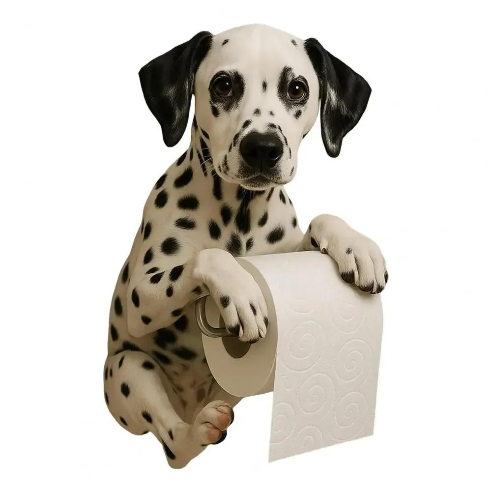 Uchwyt na papier toaletowy dla psa, Dozownik na rolki papieru toaletowego, Zabawny uchwyt na rolki papieru toaletowego, Stojak do przechowywania rolek w kształcie zwierzęcia drukowany 3D, Ścienny uchwyt na papier toaletowy