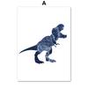 Blue Dinosaur T-Rex Brachiosaurus Wall Art Canvas Painting Nordic Dino Posters And Prints Wall Pictures For Baby Kids Room Decor